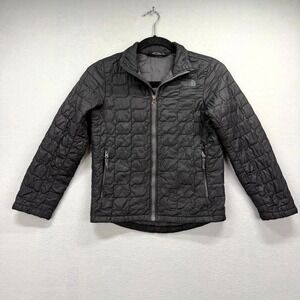 The North Face Thermoball Down Puffer Jacket Boys Small Black Lightweight Zip Up